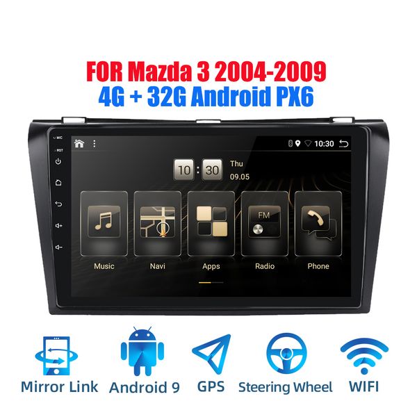 

2din android 9.0 ouad core px6 car radio stereo for 3 2004-2009 gps navi audio video player wifi bt hdmi dab+ rds