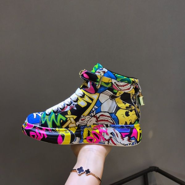 

2020 fashion luxury leopard print men and women sneakers leather platform sneakers retro shoes size 35-45dlh spot free