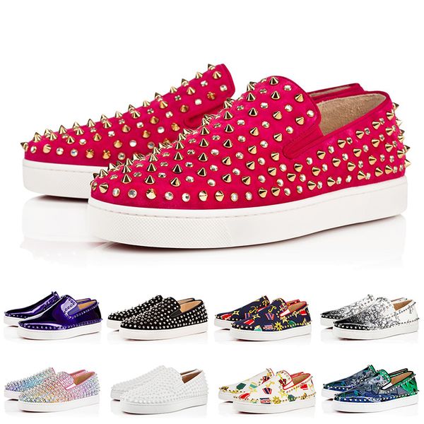 

дизайнерская мода low cut red bottoms обувь с шипами spikes плоские кроссовки для мужчин женщин блеск любители вечеринок натуральная кожа по, White;red