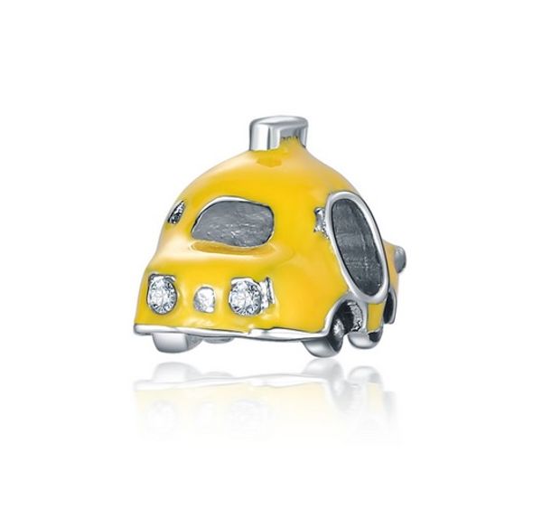 Adatto ai braccialetti Pandora 20pcs Mini Cartoon Van Taxi Charms smaltati gialli perline per braccialetto di gioielli collana sterlina europea fai da te all'ingrosso