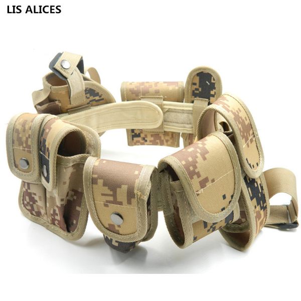 

lisalices tactical duty belt security belts tactical training guard utility kit duty belt with pouch set, Black;brown