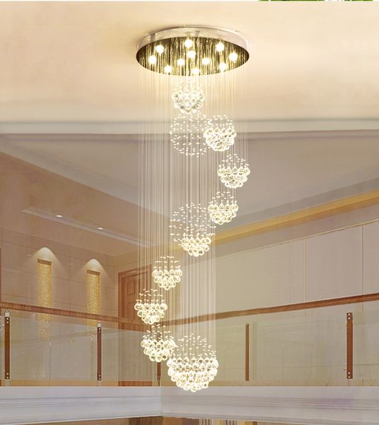 

Modern chandelier large cry tal light fixture for lobby tairca e tair foyer long piral lu tre ceiling lamp flu h mounted tair light