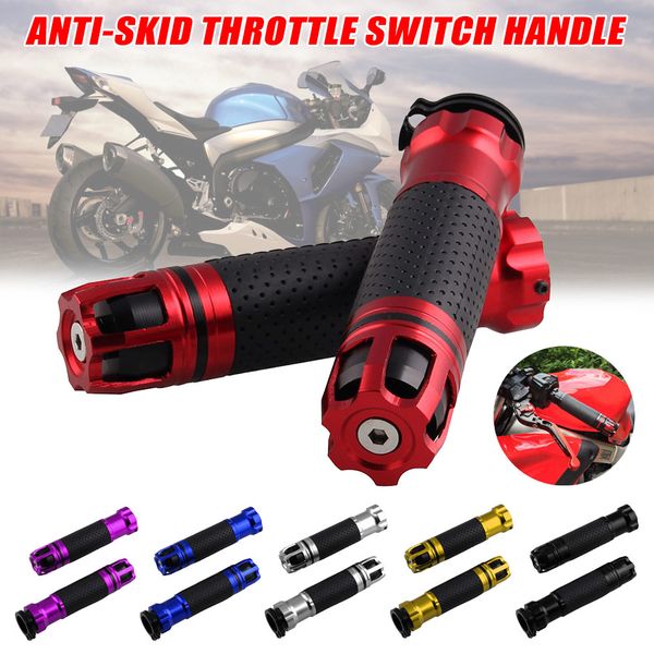 

new 1 pair motorcycle throttle aluminum alloy rotatable handlebar hand grips universal non-slip