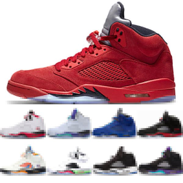 

5 5s red blue suede basketball shoes men 5s space jam og black metallic black grape fire red oreo bred sport sneakers