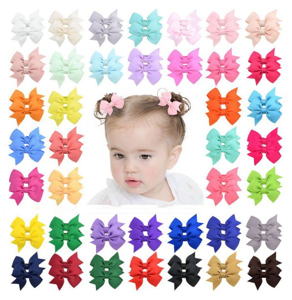 

wholesale 2.2 inch solid color ribbon hair bows with clips baby hair grips hair accessories 40colors fast shipping, Slivery;white