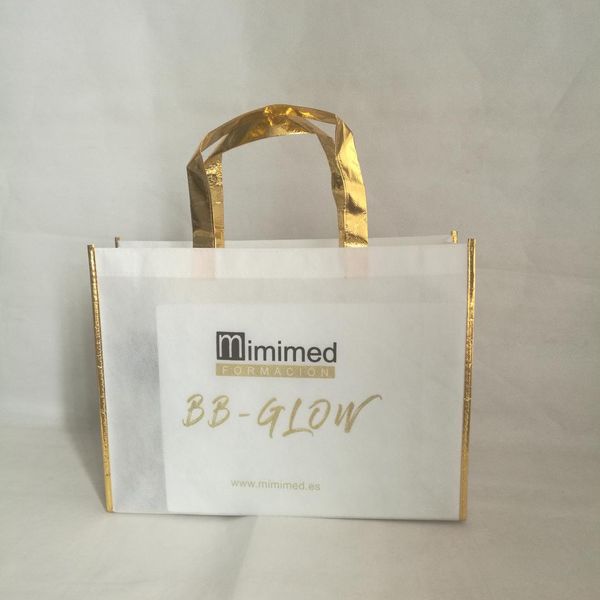 

wholesale 1000pcs/lot 30x40x10cm reusable promotional non woven fabric tote packaging shopping bag with gold handle
