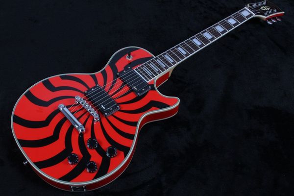 

Цена завода Custom Shop 6 Строка EMG Пикап Zakk Wylde Buzzsaw Красный и Черный Круг Электрогитара Бесплатная Доставка