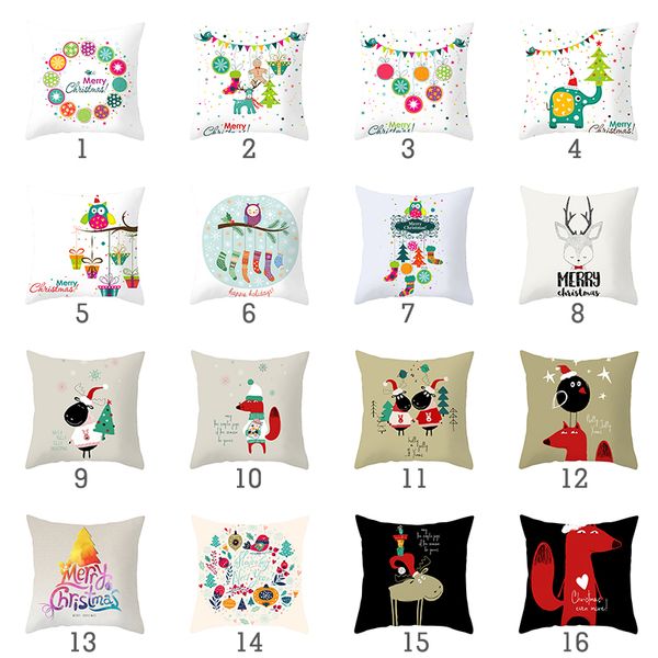 

cartoon printing ribbon christmas square cushion cover car home sofa waist living room polyester decorative pillowcase 45*45cm