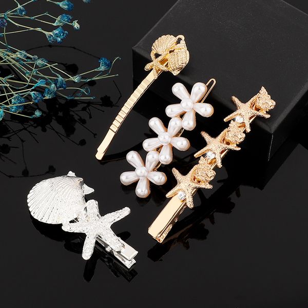 Pearl Rhinestone Hair Clips Alligator Barrette Crystal Gold Silver