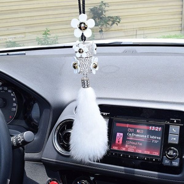 

1 piece car perfume container artificial diamond flower pendant rear-view mirror hanging ornaments