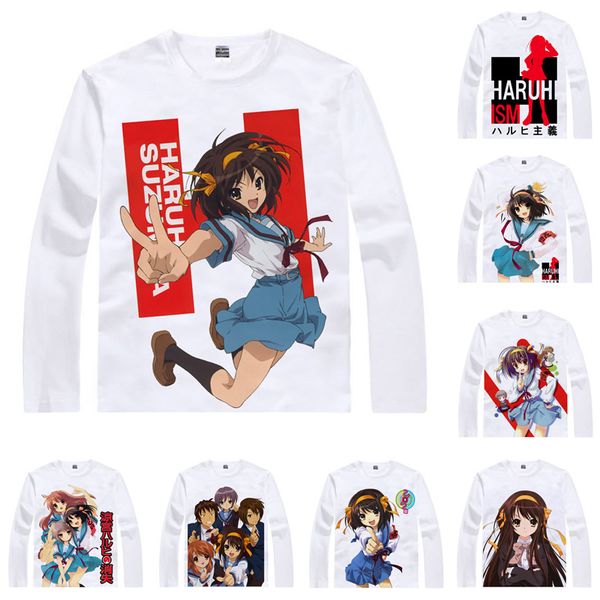 

anime shirt the melancholy of haruhi suzumiya t-shirts multi-style long sleeve suzumiya haruhi cosplay motivs kawaii shirts, White;black
