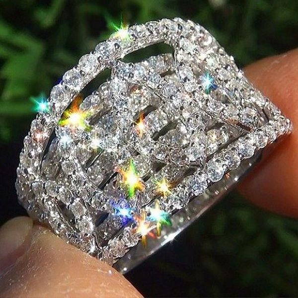 

fashion sparkling zircon engagement ring white gold filled jewelry promise cz stone engagement rings for women, Golden;silver