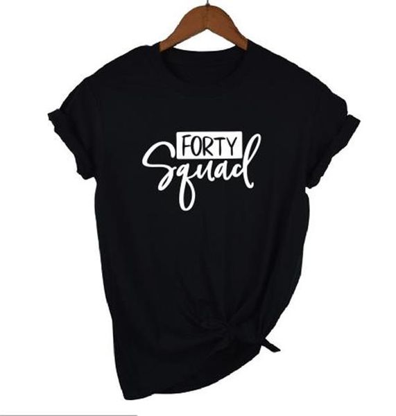 

40 forty squad born in 1980 birthday paty shirts fashion short sleeve tees 100% cotton plus size women tshirt graphic o neck top, White