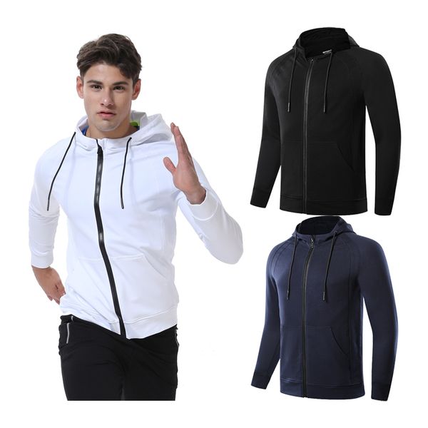 

running men jacket long sleeve zipper hooded bodybuilding hoodies windproof coat sportswear gym joggers sport fitness sweatshirt, Black;red