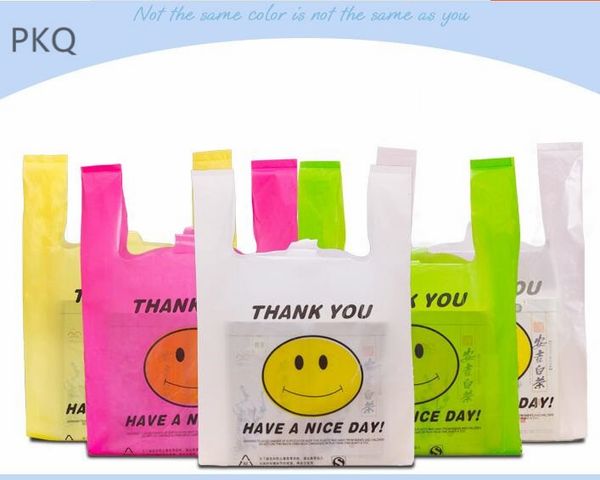 

50pcs 20*32cm thick popular useful carry out bags retail supermarket grocery shopping plastic bags vest shopping bag with handle