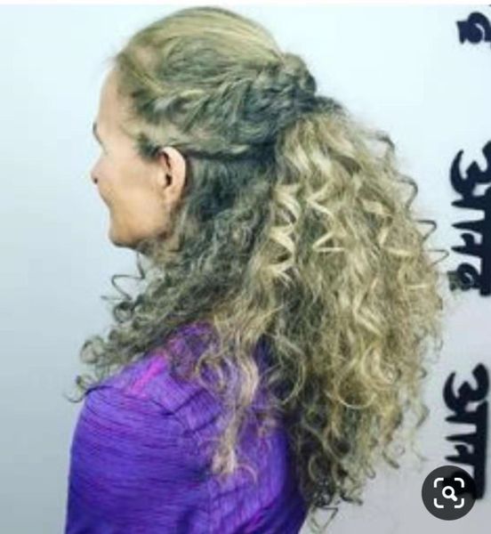 

ombre grey curly pony tail hairpiece wraps around clip in human hair extension drawstring ponytail gray hairpiece 120g, Black