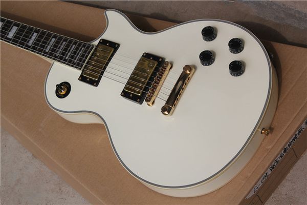 

lpcustom electric guitar white body with gold trim new good@