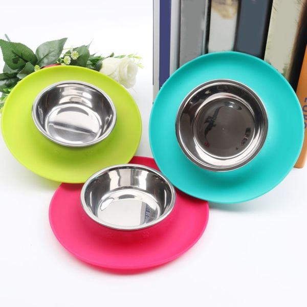 

pet bowl силиконовые из нержавеющей стали non-slip животные питатель питание купели прочный мультифункций собак миски для кошек другие товар