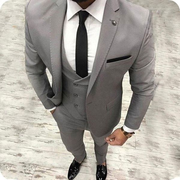 

2019 new grey 3 piece mens suit groom suit formal man suits for wedding men slim fit groom tuxedos for man(jacket+vest+pants), Black;gray