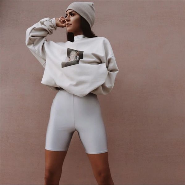 

fitness yoga shorts pants for women summer europe us stretch smoothy biking sport yoga silk pants, White;black