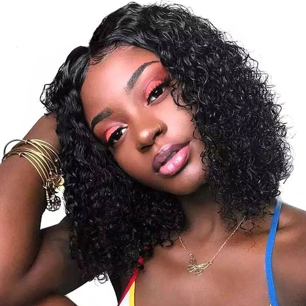 Fashion Brazilian Hair New Hairstyle African American Short Bob Kinky Curly Natural Wigs Simulation Human Hair Curly Wig For Lady Short Haircut Wigs