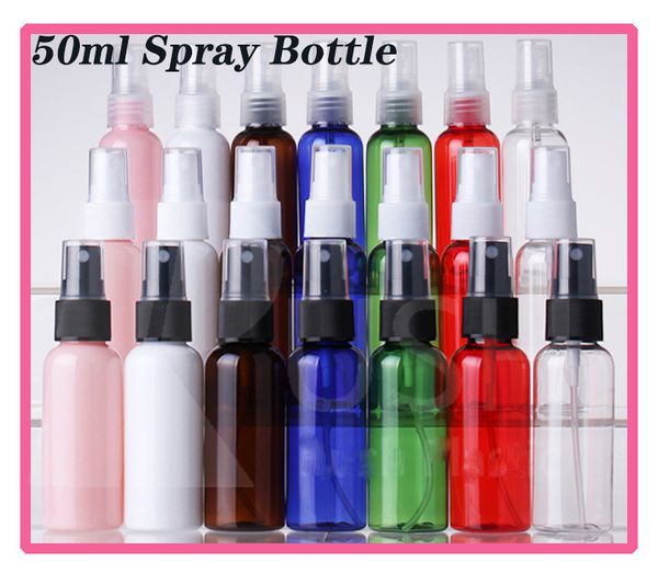 50ml spray garrafa fina névoa de plástico líquido recipientes de frascos de frascos de garrafas conjunto de frascos recarregáveis ​​de pulverização para maquiagem cosmética DHL