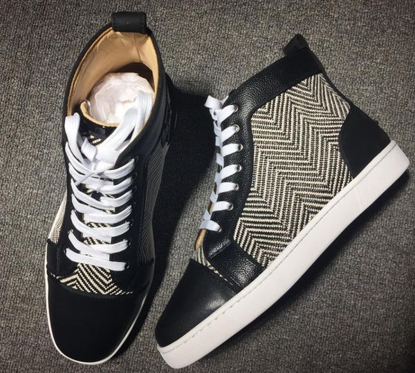 

2019 new red bottom spikes sneakers shoes women men designer flat casual party wedding dress walking casual shoes eu35-47 with box c01, Black