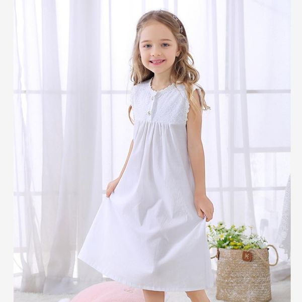 

summer children's nightgown baby girls clothes lace spliced kids sleepwear vintage princess home wear long sleeve pajamas y785, Blue;red
