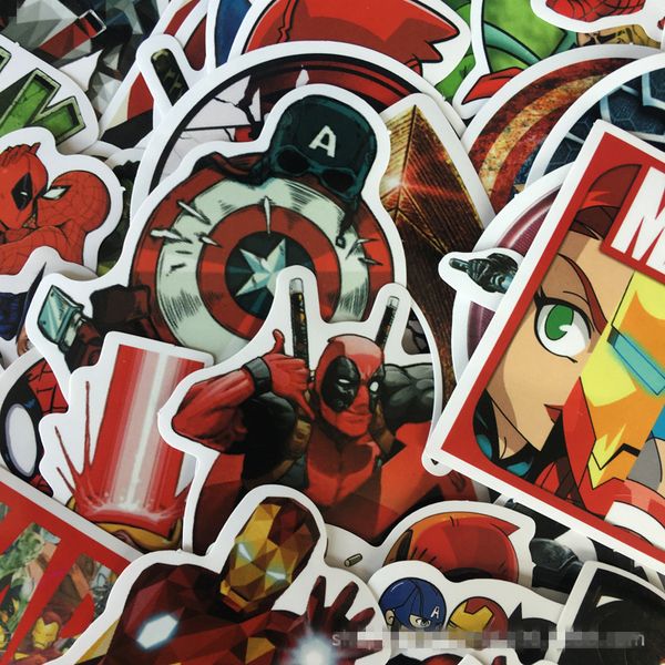 

50pcs/set marvel super hero stickers for luggage lapskateboard suitcase motorcycle car styling decals fashion waterproof