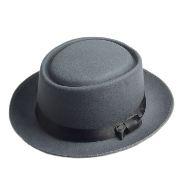 

fashoion unsiex wool felt pork pie cap outdoor flat caps bowler hats, Blue;gray
