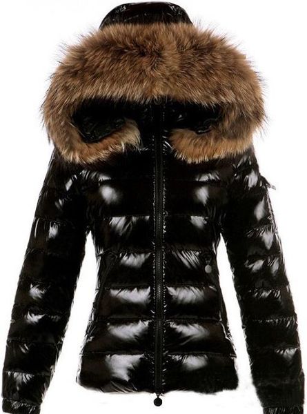 

branded women winter fox fur 95% white duck down jacket designer lady zipper short hooded winter outerwear warm coat, Black