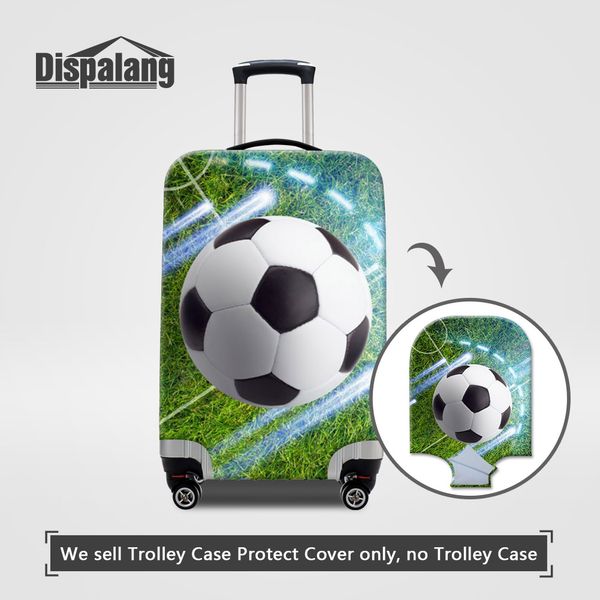 

men cool useful travel luggage suitcase covers dustproof waterproof travel accessories football basketball 3d printing baggage cover 4 sizes, Black
