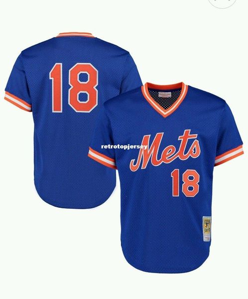 

new mitchell & ness new york #18 strawberry batting practice mesh jersey throwbacks mens stitched baseball jerseys, Black;blue