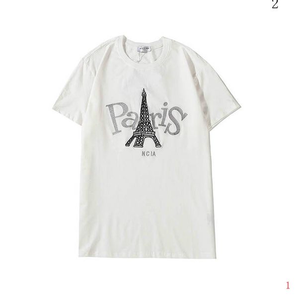 

20s mens конструктора тенниски тавра тис топы дышащий свободные шорты рукава париж emboridery с башни футболки одежда 206guqi2, White;black