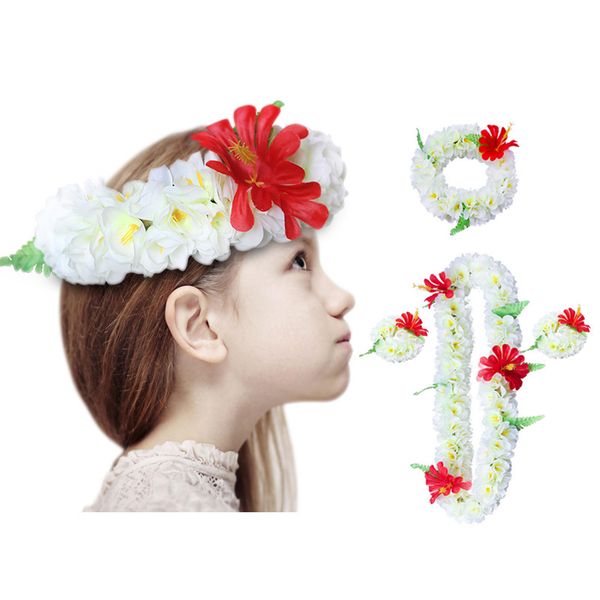 

4 шт./компл. гавайи гирлянда ожерелье оголовье головной убор набор искусственные цветы свадьба необычные платья партии пляж весело украшения