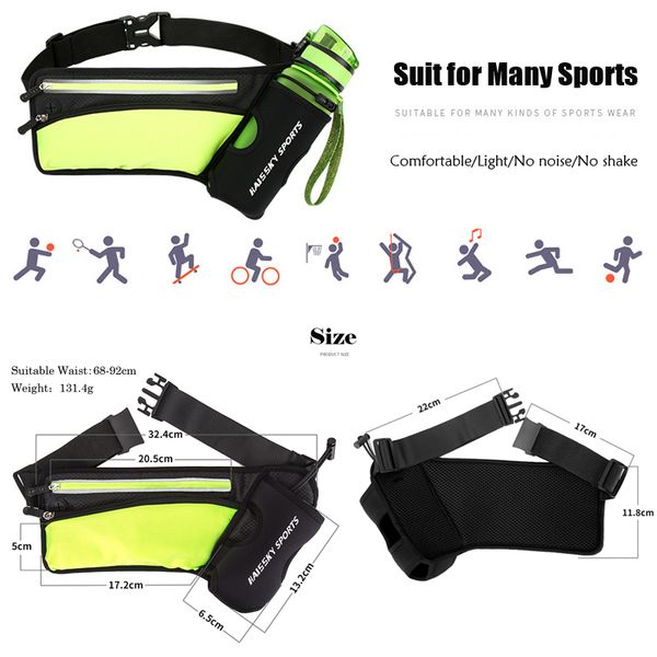 

outdoor sports pockets large-capacity running pockets breathable close-up bag sports bottle pockets outdoor riding hiking pock, Black;gray