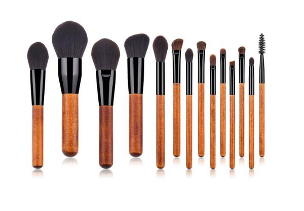 

beauty tools 14pcs makeup eye brushes set black tube wooden handle brush