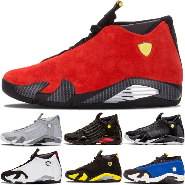 

14 14s candy cane black toe fusion varsity red suede men basketball shoes last sthunder black yellow dmp sneakers eur40-47