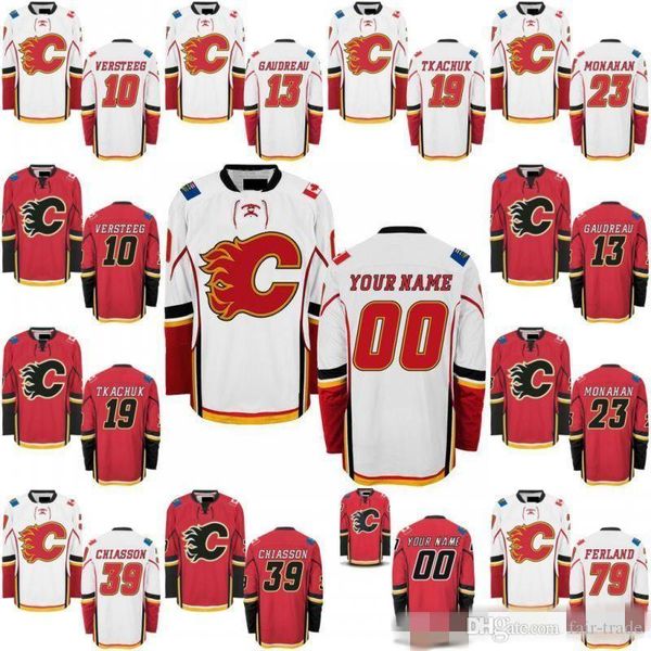 

Custom Calgary Flames 2019 Alternate Red Vintage Jersey Any Number Name men women youth kid White Third Gaudreau Monahan Tkachuk Iginla Neal