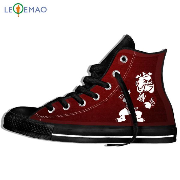 

custom logo image printing sneakers shoes funny alabama a&m bulldogs logo gray canvas breathable zapatos de mujer outdoor, Black
