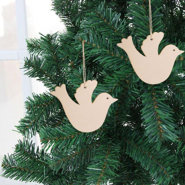 

10 pcs bird wooden bauble with holes, natural wood diy craft christmas ornaments hanging decorations