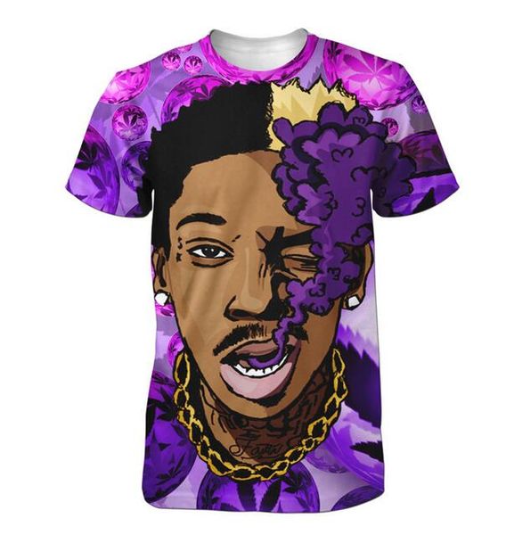 

summer t shirt wiz khalifa men's short sleeve tee cheering fans 3d printed t shirts men women couples tshirt s-5xl x016, White;black