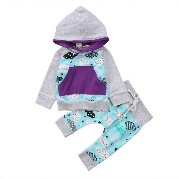 

2PCS Baby Clothing Sets Infant Baby Boy Girls Floral Hooded Tops Pants Leggings Outfit Set Clothes 0-24M