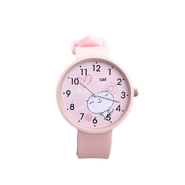 

fashion unique simple women candy color cats pattern round dial silicone strap analog quartz watch gift femal zegarek damski, Slivery;brown