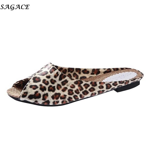 

sagace women slippers flip flops for women 2019 summer woman fish mouth shoes female fashion leopard sandals luxury designers #3, Black