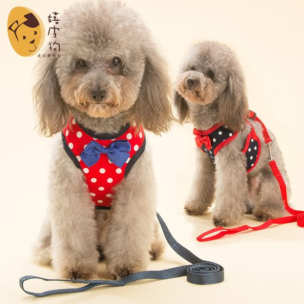 

dog collar point cartoon vest, chest strap, pet traction leash, teddy dog chain, small leash adjustable