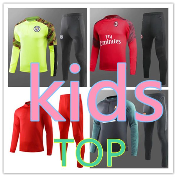 

kids tracksuit set boys football training tracksuit kids winter coats boy sportswear abbigliamento sportivo fc barcelona retro, Black;blue