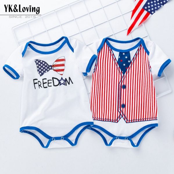 

independence day baby rompers cartoon stars infant jumpsuits cotton girls romper newborn climbing clothes summer baby clothing dhw3831, Blue