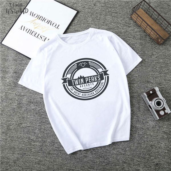 

twin peaks womens shirt new summer short sleeve vintage tshirt female plus size o neck ladies girls streetwear, White
