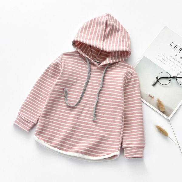 

2019 new arrival girls sweatshirts spring baby children stripe hooded lovely pullover long sleeve causal kids clothes, Black